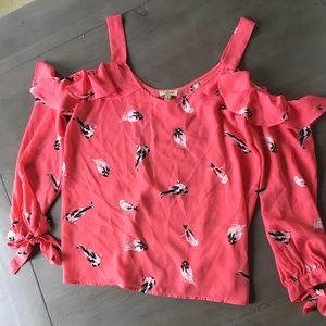 Coral cold shoulder top
